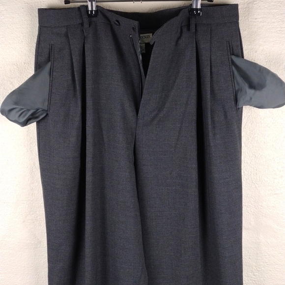 Barry Bricken Vintage Grey Wool Blend Pleated Front High Rise Straight Leg Pant - Picture 5 of 13